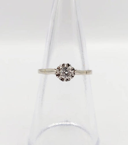 Bague 51 Bague solitaire Art déco en or blanc 18k avec diamant taille ancienne 58 Facettes A05998
