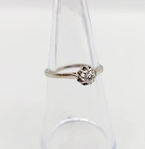 Bague 51 Bague solitaire Art déco en or blanc 18k avec diamant taille ancienne 58 Facettes A05998