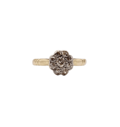 Bague 48.5 Bague marguerite en or jaune 18k et platine avec diamants 58 Facettes A06229