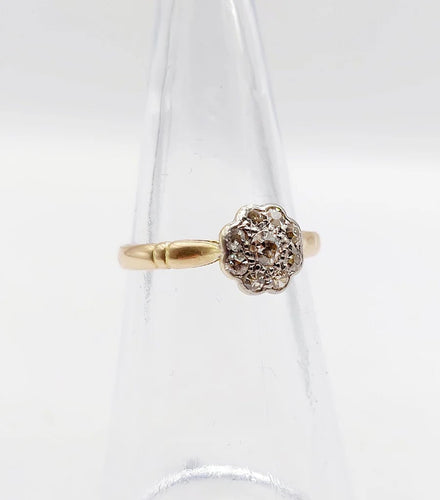 Bague 48.5 Bague marguerite en or jaune 18k et platine avec diamants 58 Facettes A06229