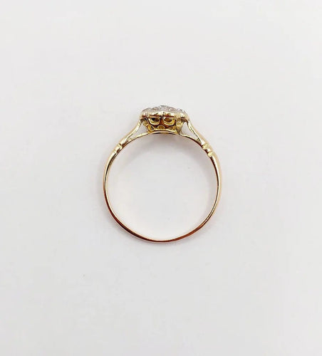 Bague 48.5 Bague marguerite en or jaune 18k et platine avec diamants 58 Facettes A06229