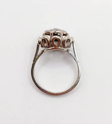 Bague 47.5 Bague fleur Art déco en or blanc 18k et diamants taille ancienne 58 Facettes A06391