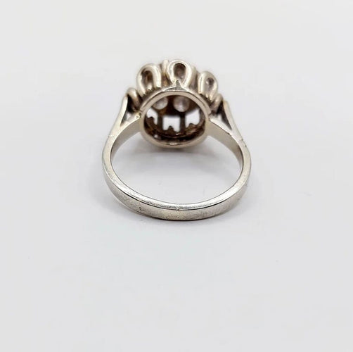 Bague 47.5 Bague fleur Art déco en or blanc 18k et diamants taille ancienne 58 Facettes A06391