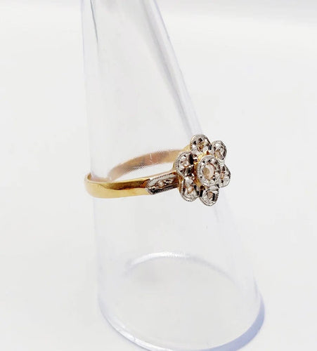 Bague 55 Bague marguerite antique en or 18k et diamants taille rose 58 Facettes A06395