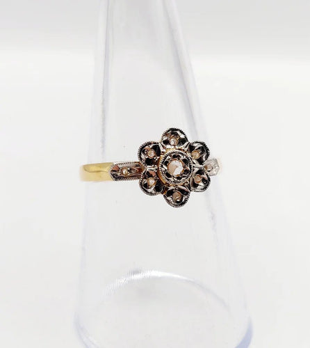 Bague 55 Bague marguerite antique en or 18k et diamants taille rose 58 Facettes A06395