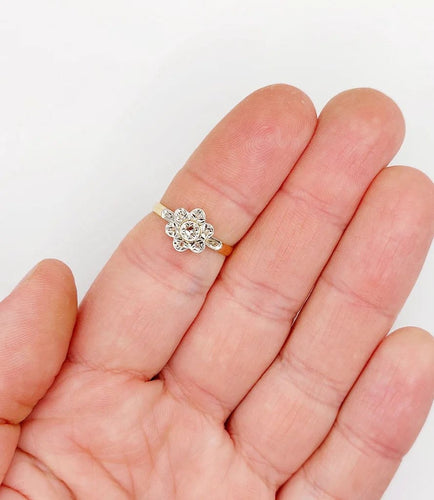 Bague 55 Bague marguerite antique en or 18k et diamants taille rose 58 Facettes A06395