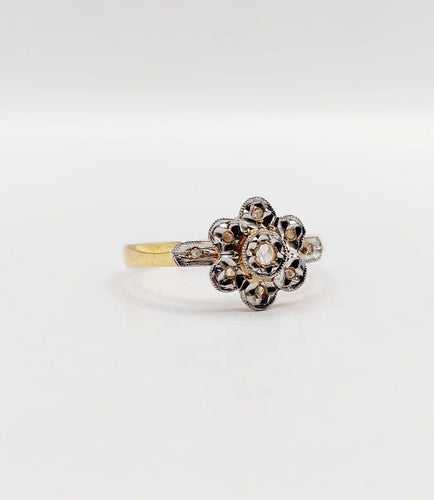 Bague 55 Bague marguerite antique en or 18k et diamants taille rose 58 Facettes A06395