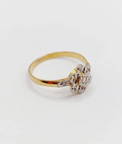 Bague 55 Bague marguerite antique en or 18k et diamants taille rose 58 Facettes A06395