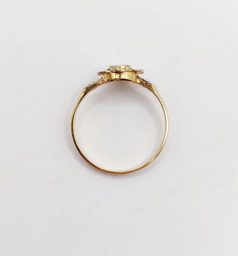 Bague 55 Bague marguerite antique en or 18k et diamants taille rose 58 Facettes A06395