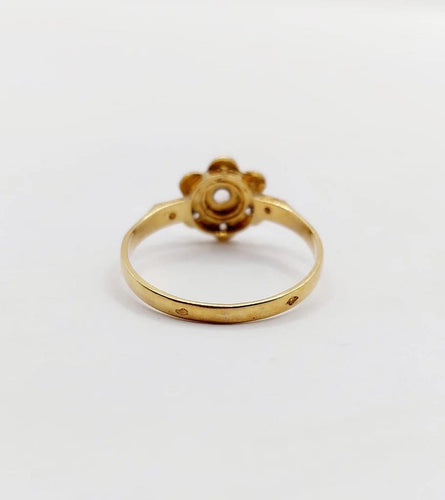 Bague 55 Bague marguerite antique en or 18k et diamants taille rose 58 Facettes A06395