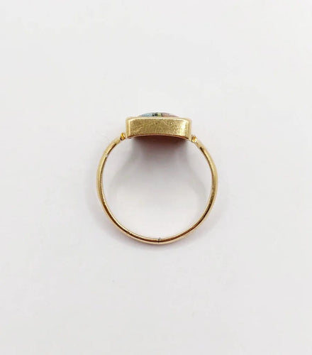 Bague 48.5 Bague Art nouveau Limoges en or 18k avec plaque émaillée 58 Facettes A06430