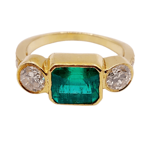 Bague 49 Bague jarretière vintage en or 18k avec émeraude et diamants 58 Facettes A06440