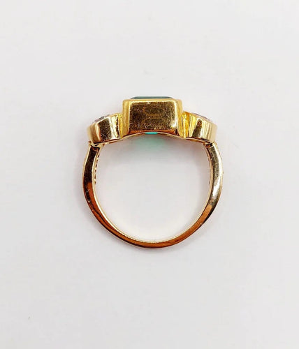 Bague 49 Bague jarretière vintage en or 18k avec émeraude et diamants 58 Facettes A06440