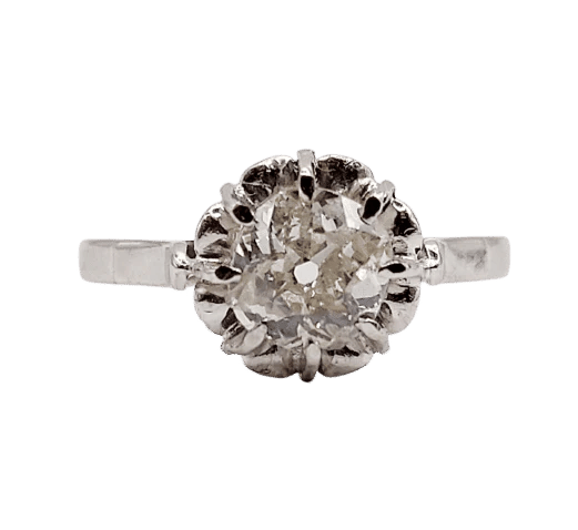 Bague 52.5 Bague solitaire Art déco en platine et diamant taille ancienne 0,80 carat 58 Facettes A06282