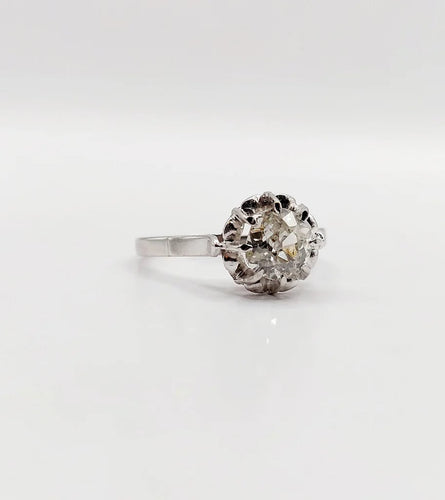 Bague 52.5 Bague solitaire Art déco en platine et diamant taille ancienne 0,80 carat 58 Facettes A06282