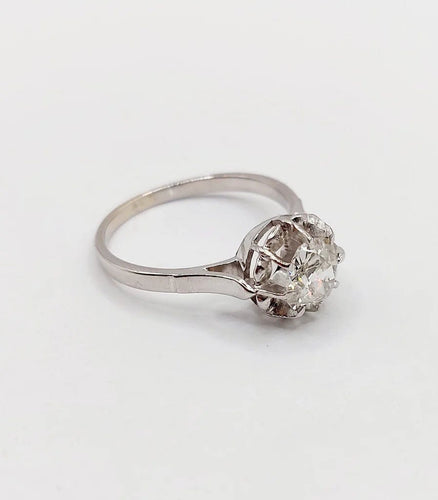 Bague 52.5 Bague solitaire Art déco en platine et diamant taille ancienne 0,80 carat 58 Facettes A06282