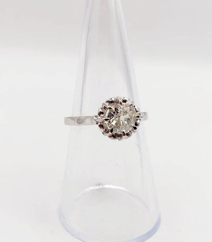 Bague 52.5 Bague solitaire Art déco en platine et diamant taille ancienne 0,80 carat 58 Facettes A06282