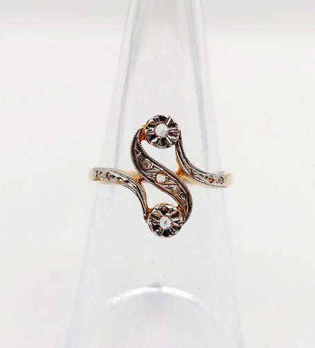 Bague 53 Bague toi et moi antique en or 18k et diamants taille rose 58 Facettes A06396
