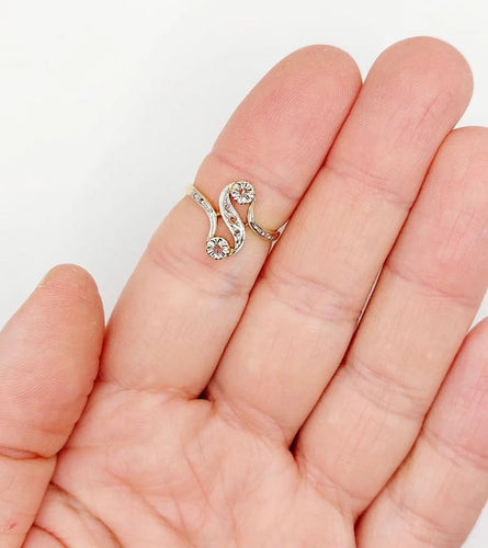 Bague 53 Bague toi et moi antique en or 18k et diamants taille rose 58 Facettes A06396