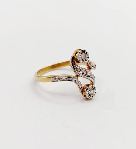 Bague 53 Bague toi et moi antique en or 18k et diamants taille rose 58 Facettes A06396