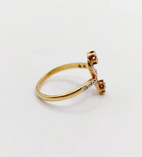 Bague 53 Bague toi et moi antique en or 18k et diamants taille rose 58 Facettes A06396