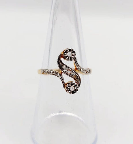 Bague 53 Bague toi et moi antique en or 18k et diamants taille rose 58 Facettes A06396