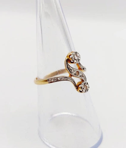 Bague 53 Bague toi et moi antique en or 18k et diamants taille rose 58 Facettes A06396
