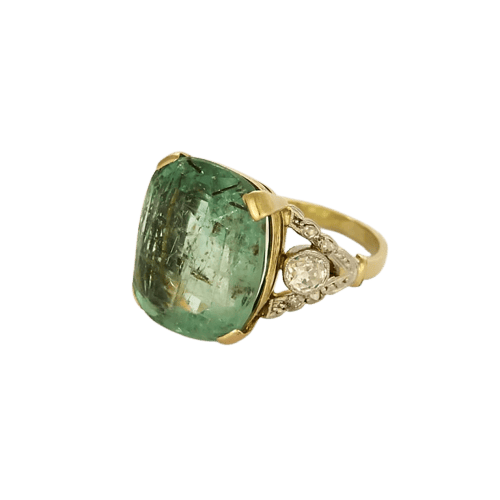 Bague 53 Le Jardin - Bague en or jaune et blanc, émeraude et diamants 58 Facettes LP1503/