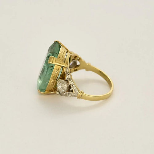 Bague 53 Le Jardin - Bague en or jaune et blanc, émeraude et diamants 58 Facettes LP1503/