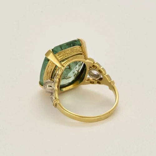 Bague 53 Le Jardin - Bague en or jaune et blanc, émeraude et diamants 58 Facettes LP1503/
