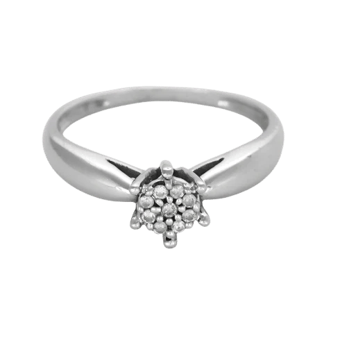 Bague 51 Illusion - Bague solitaire en or blanc 750/1000 et diamants 58 Facettes LP1463/