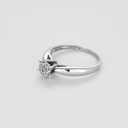 Bague 51 Illusion - Bague solitaire en or blanc 750/1000 et diamants 58 Facettes LP1463/