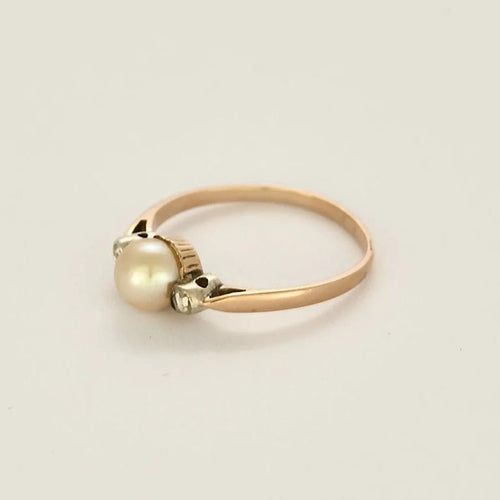 Bague 57 Bague Art nouveau en or rose 585 et argent, perle et diamants 58 Facettes LP1407/