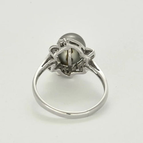 Bague 64 Bague des Îles - Bague en or blanc avec perle de Tahiti et diamants 58 Facettes LP1397/