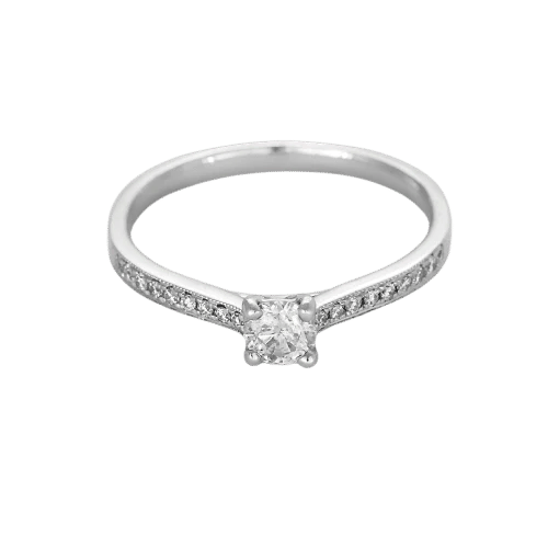 Bague 53.5 Bague solitaire en or blanc 750 et diamants 58 Facettes LP1383/