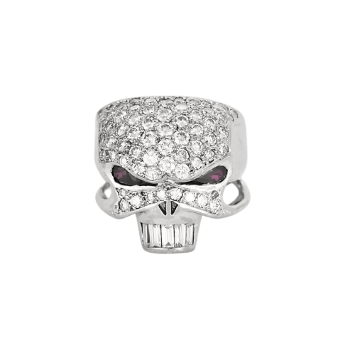 Bague 57 DE GRALIE Insoumise - Bague Rock’n’Roll en or blanc, diamants et rubis 58 Facettes LP1428/