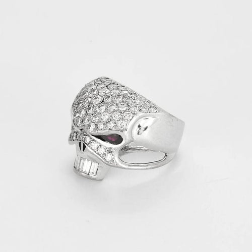 Bague 57 DE GRALIE Insoumise - Bague Rock’n’Roll en or blanc, diamants et rubis 58 Facettes LP1428/