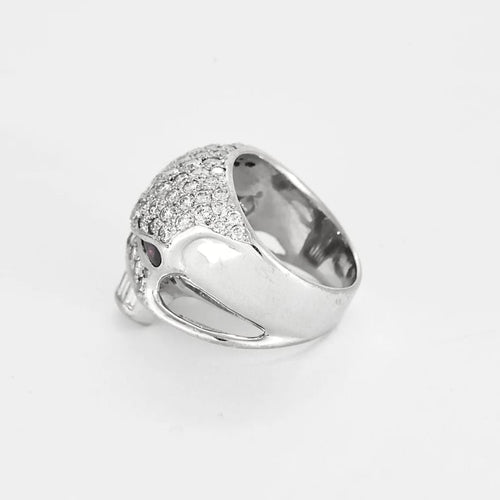 Bague 57 DE GRALIE Insoumise - Bague Rock’n’Roll en or blanc, diamants et rubis 58 Facettes LP1428/