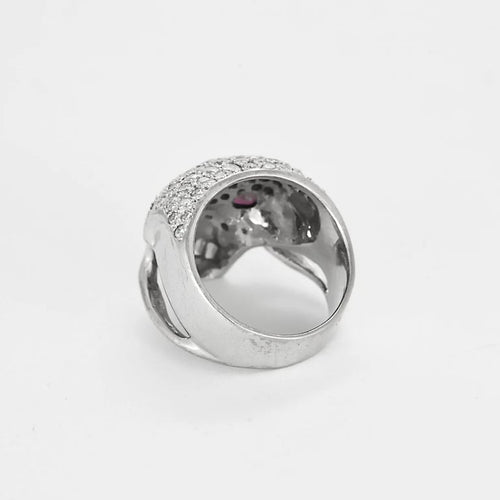 Bague 57 DE GRALIE Insoumise - Bague Rock’n’Roll en or blanc, diamants et rubis 58 Facettes LP1428/