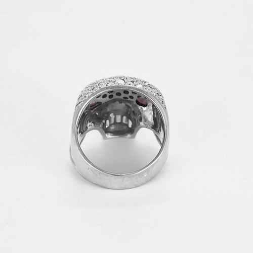 Bague 57 DE GRALIE Insoumise - Bague Rock’n’Roll en or blanc, diamants et rubis 58 Facettes LP1428/