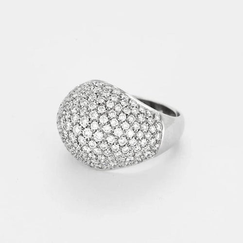 Bague 52 Le Mont des Diamants - Bague bombée en or blanc et diamants 58 Facettes LP1374/