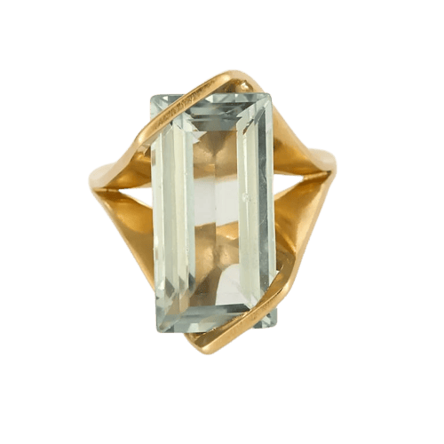 Bague 52 La Topaze - Bague moderniste en or jaune avec topaze 58 Facettes LP1475/
