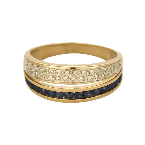 Bague 60 Bague en or jaune 750, saphirs et diamants 58 Facettes LP1337/13
