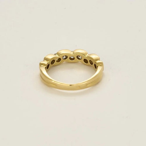 Bague 54 Alliance 9 diamants en or jaune 750 58 Facettes LP1439/