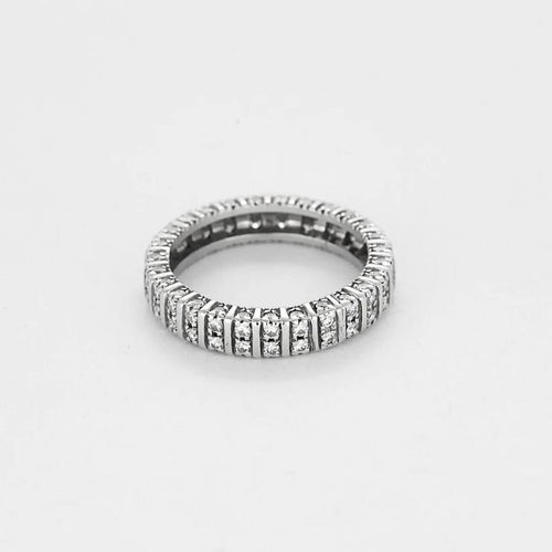 Bague 56 Alliance roue de diamants en or blanc 750 58 Facettes LP1380/