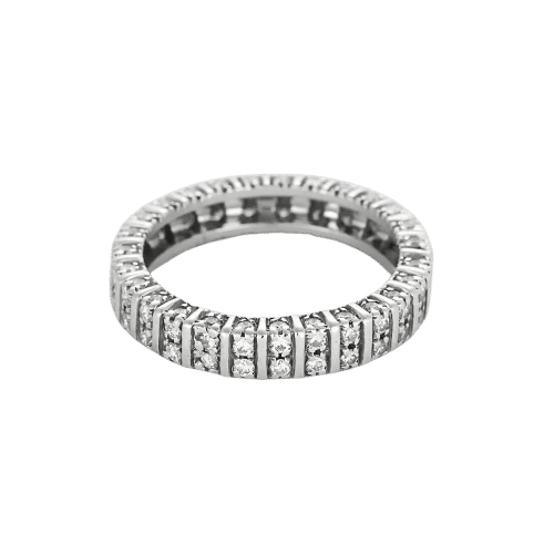 Bague 56 Alliance roue de diamants en or blanc 750 58 Facettes LP1380/