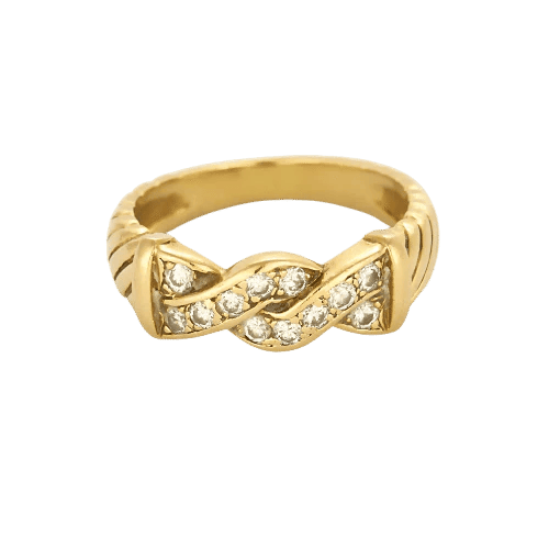 Bague 54 Bague tressée en or jaune sertie de diamants 58 Facettes LP1455/