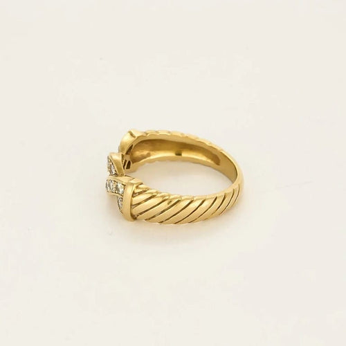 Bague 54 Bague tressée en or jaune sertie de diamants 58 Facettes LP1455/
