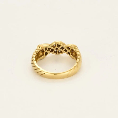 Bague 54 Bague tressée en or jaune sertie de diamants 58 Facettes LP1455/