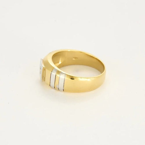Bague 65 Chevalière en or jaune et blanc 750/1000 avec diamant 58 Facettes LP1377/